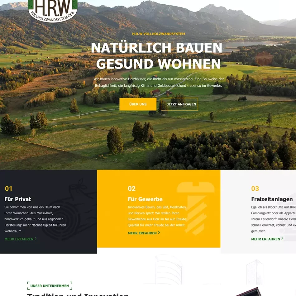 Webseite der Firma HRW in Peiting
