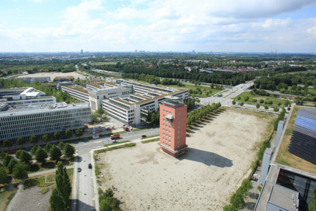 Luftaufnahme vom Tower München Riem