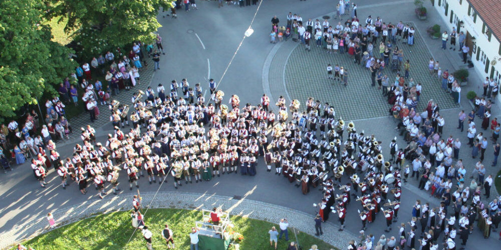 Luftaufnahme vom Sternmarsch in Ingenried