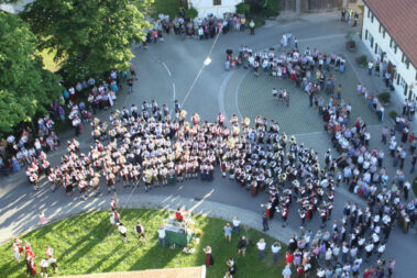 Luftaufnahme vom Sternmarsch in Ingenried