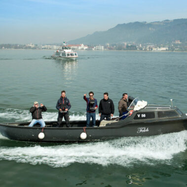 Dreharbeiten Crew auf Schiff