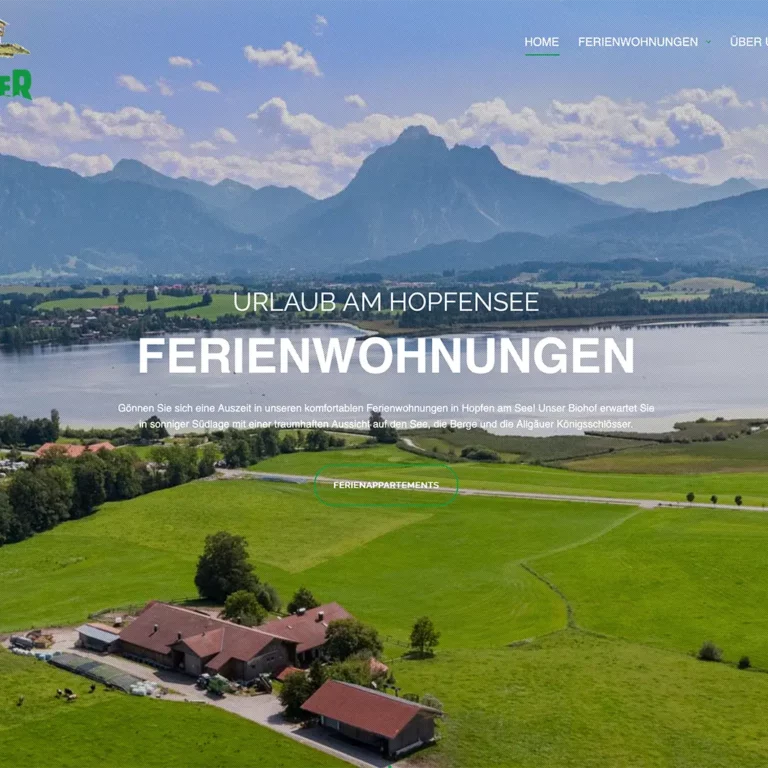 Website Ferienwohnungen Hopfensee