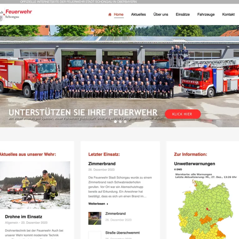 Website Feuerwehr Schongau