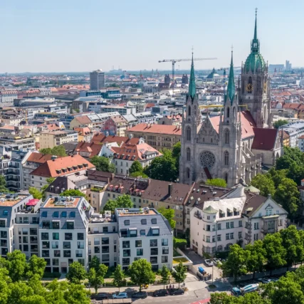 Luftaufnahme von der Paulskirche in München